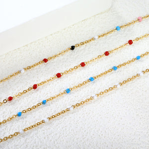 White/Red/Blue/Mixed Color Dot Drip Bracelet 17+3cm+6mm Round Tail Tag Gold