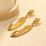 10.3*20.3mm+17.6*56.2mm large and small leaf shaped texture pendant earrings gold color