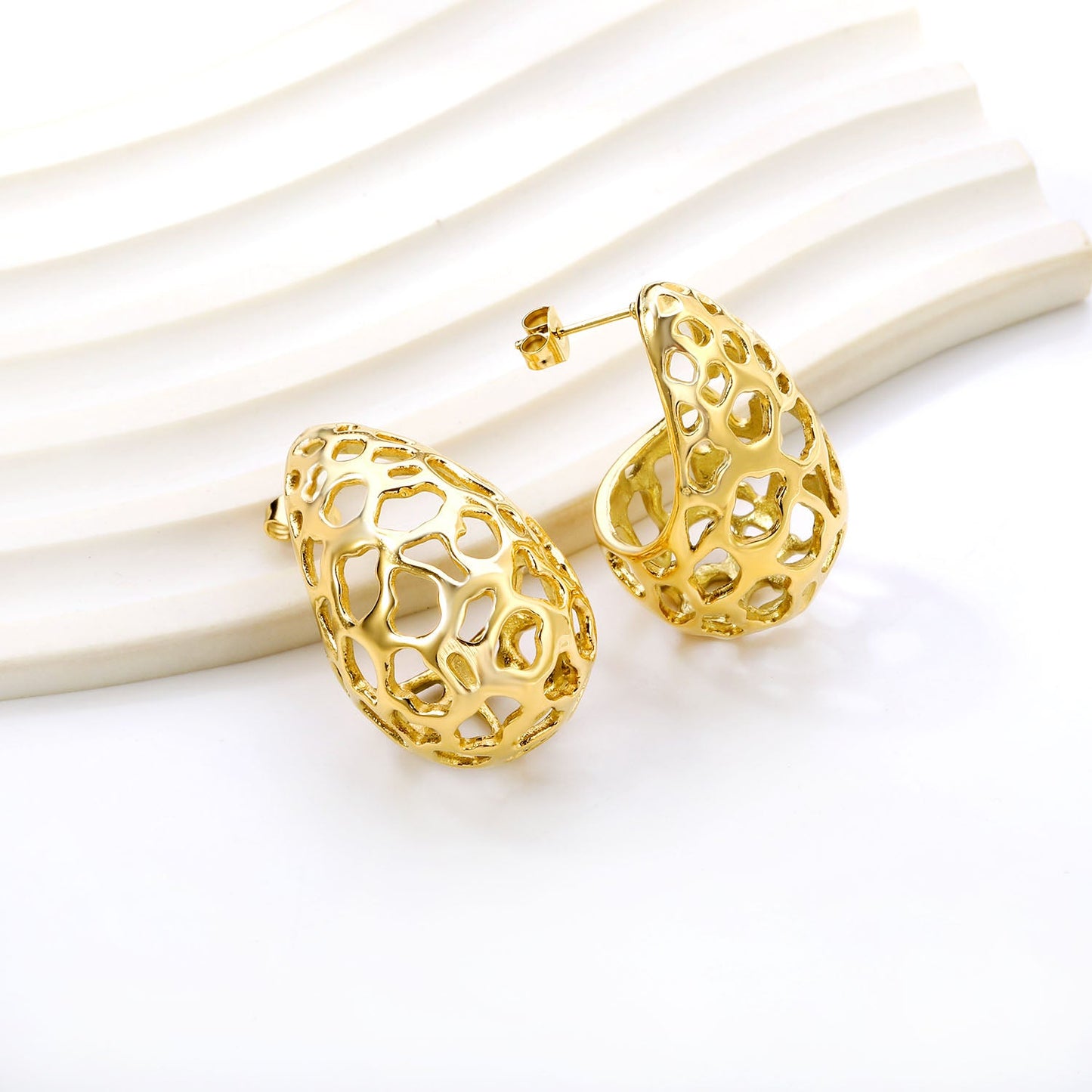 Teardrop with Irregular Cutout Earrings 21.4*35mm asonjewelry