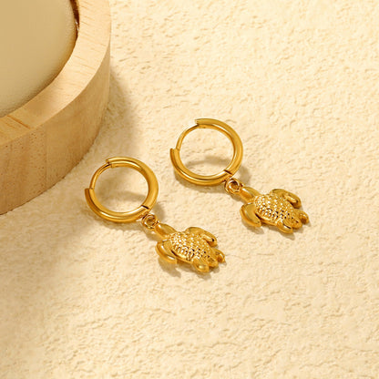 2.0*Inside 10mm earring+12*15mm sea turtle accessories earrings gold color asonjewelry