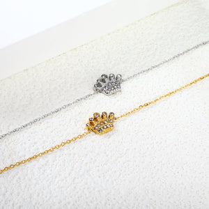 11.3*8.3mm Crown Sticky White Zirconium Circle Accessory Bracelet 17+3cm+6mm Round End Tag