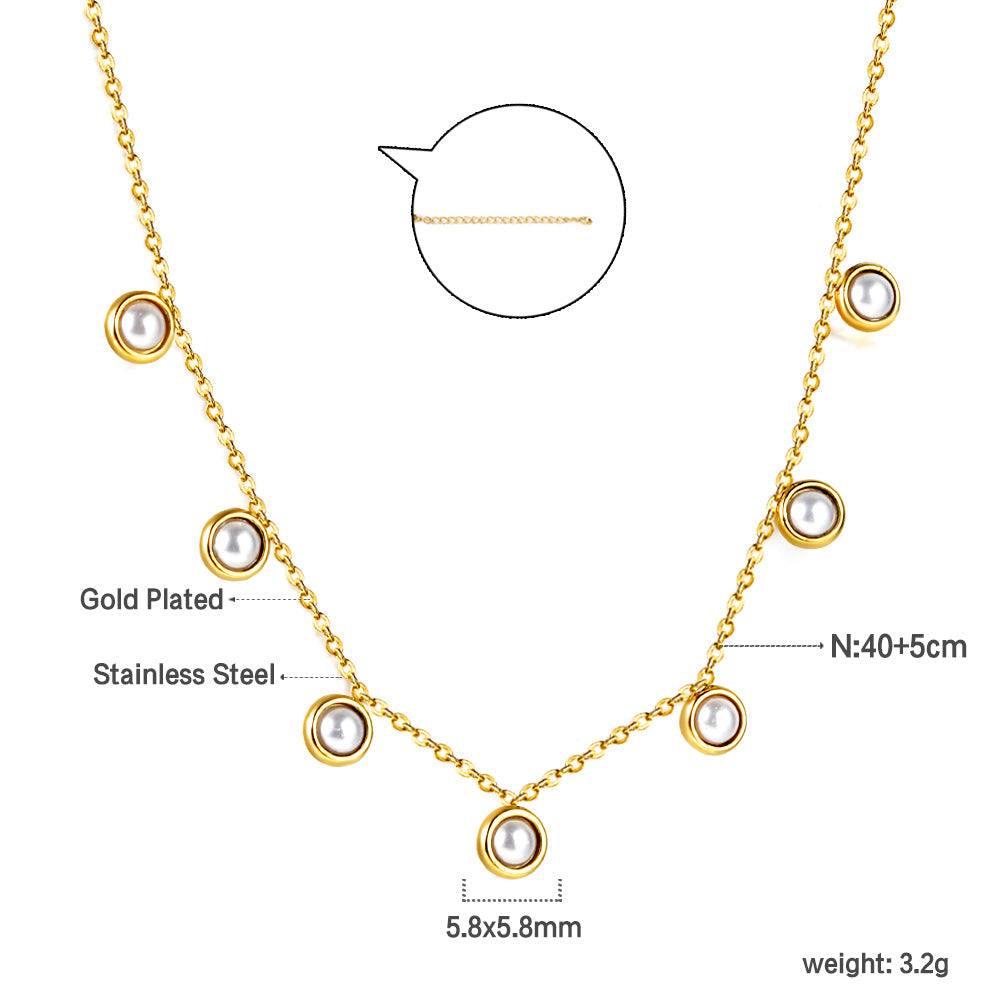 7 Half White Pearls Pendant Necklace 40+5cm asonjewelry