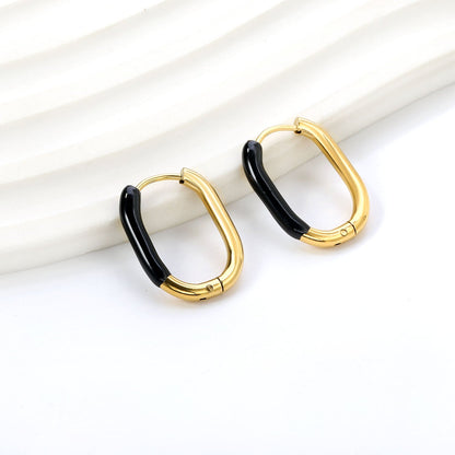 U-Shape Single White/Black/Purple/Pink/Lake Blue Drop Earrings 15.7*20.7*2.5mm asonjewelry