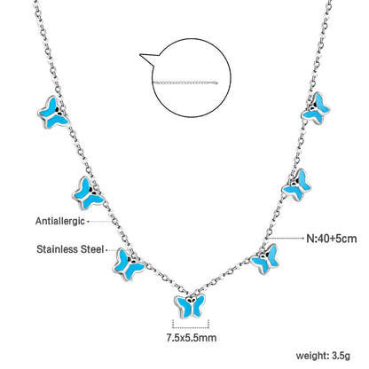 Heart + Butterfly Oil Drop Pendant Necklace asonjewelry