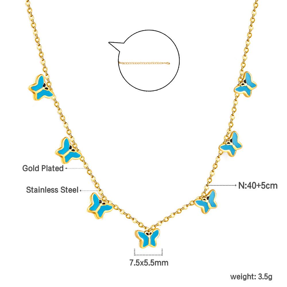 Heart + Butterfly Oil Drop Pendant Necklace asonjewelry