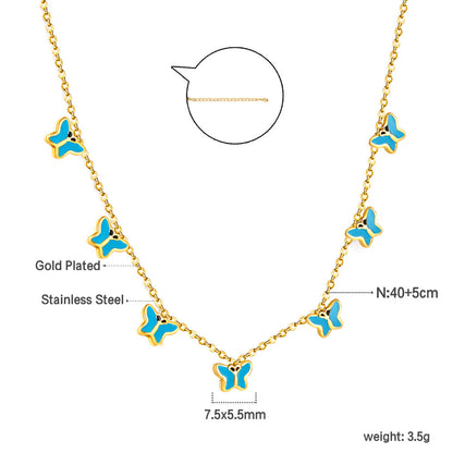 Heart + Butterfly Oil Drop Pendant Necklace asonjewelry