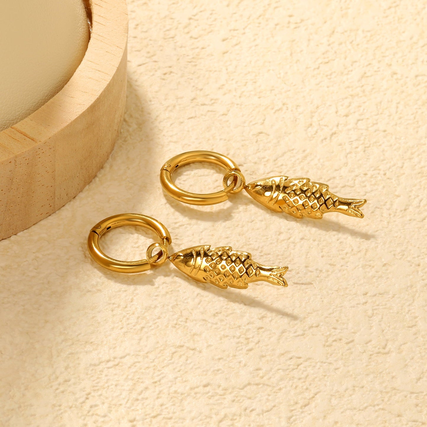 2.0*Inside 10mm earring+7*21mm sea fish accessories earrings gold color asonjewelry
