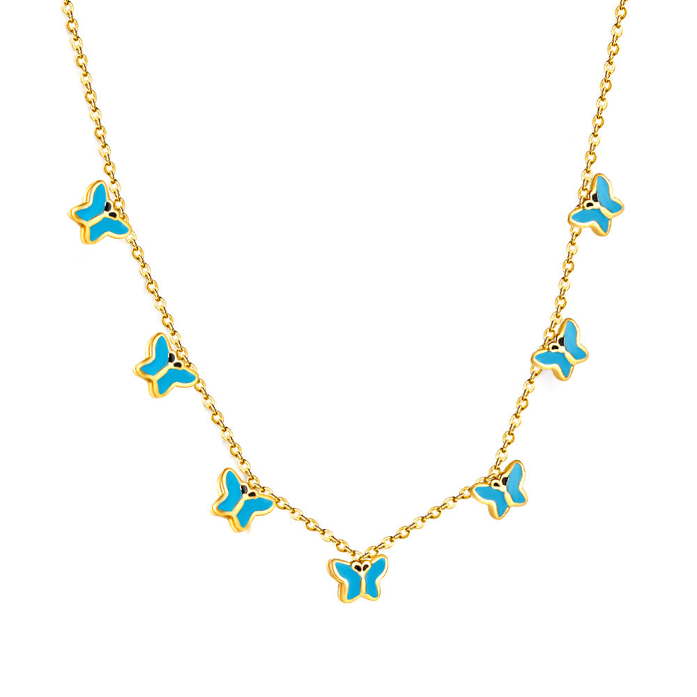 Heart + Butterfly Oil Drop Pendant Necklace asonjewelry