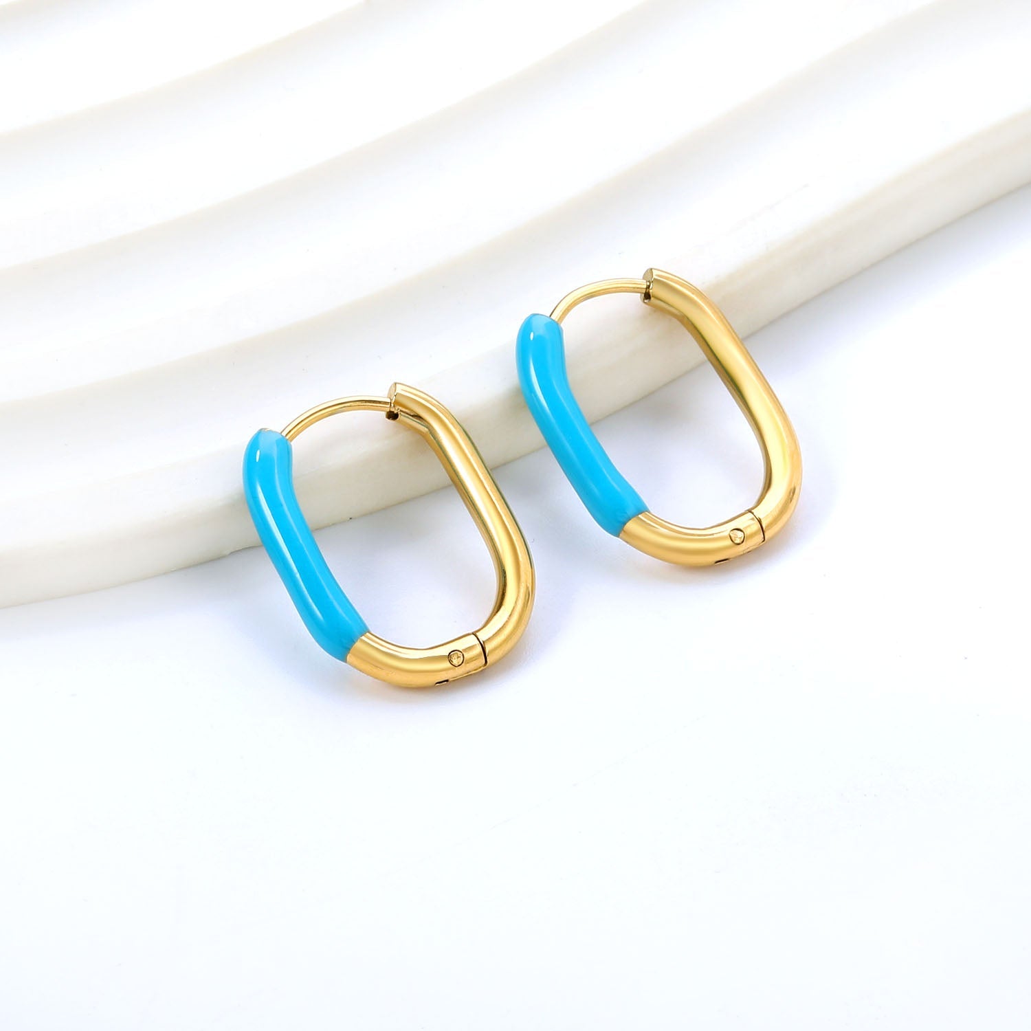 U-Shape Single White/Black/Purple/Pink/Lake Blue Drop Earrings 15.7*20.7*2.5mm asonjewelry