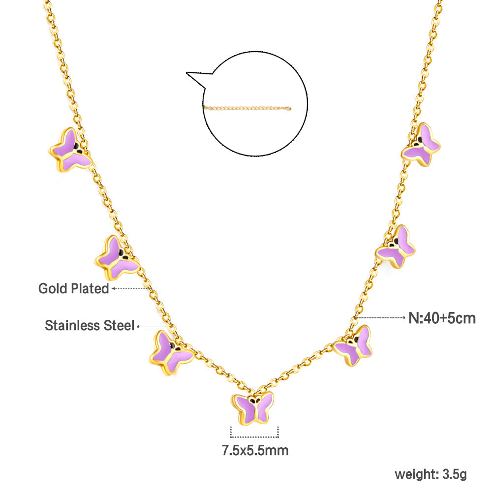 Heart + Butterfly Oil Drop Pendant Necklace asonjewelry