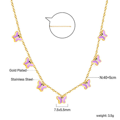 Heart + Butterfly Oil Drop Pendant Necklace asonjewelry