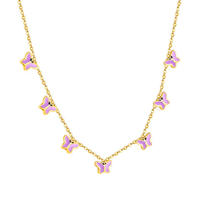 Heart + Butterfly Oil Drop Pendant Necklace asonjewelry