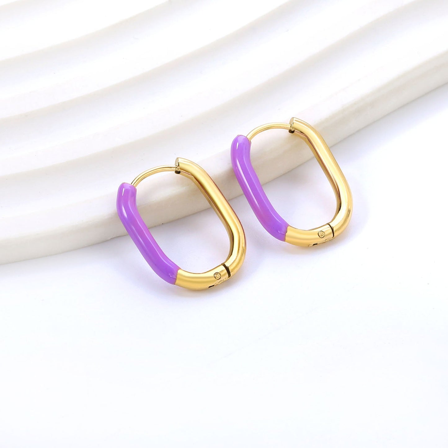 U-Shape Single White/Black/Purple/Pink/Lake Blue Drop Earrings 15.7*20.7*2.5mm asonjewelry