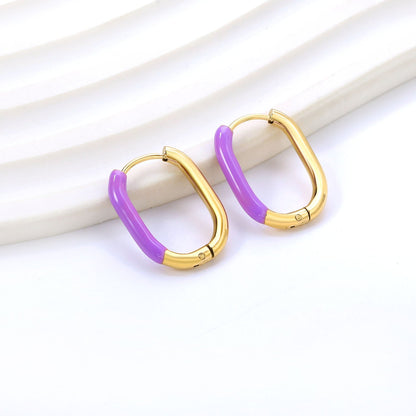 U-Shape Single White/Black/Purple/Pink/Lake Blue Drop Earrings 15.7*20.7*2.5mm asonjewelry