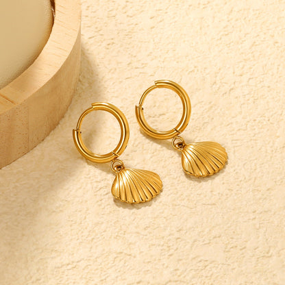 2.0*Inside 10mm earrings + 13*11mm shell accessories earrings gold color asonjewelry
