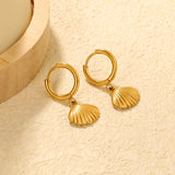 2.0*Inside 10mm earrings + 13*11mm shell accessories earrings gold color