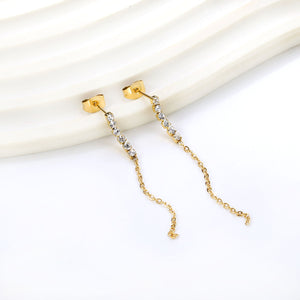 6 White Diamonds 2mm with Chain Earrings 50mm