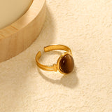 3-Piece Gold Open Rings Set: Pink Turquoise, Blue Turquoise & Brown Stone