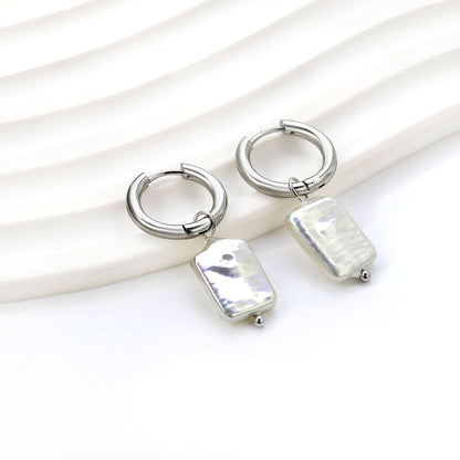 2.7x17.2mm Round with Shaped White Pearls 11*14.6mm Earrings asonjewelry