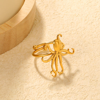 Gold Octopus Open Ring asonjewelry