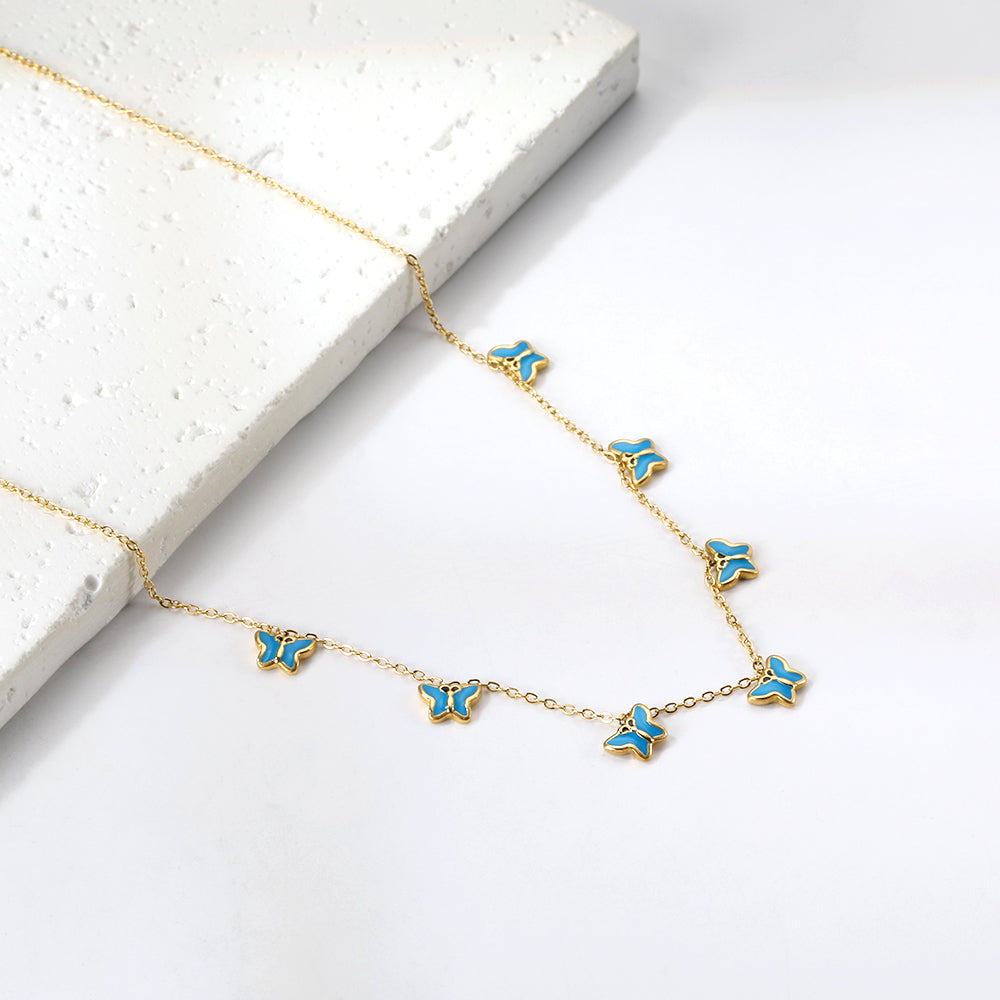 Heart + Butterfly Oil Drop Pendant Necklace asonjewelry