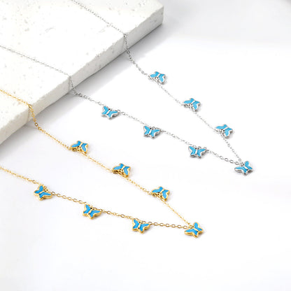 Heart + Butterfly Oil Drop Pendant Necklace asonjewelry