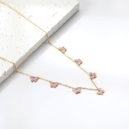 Heart + Butterfly Oil Drop Pendant Necklace asonjewelry