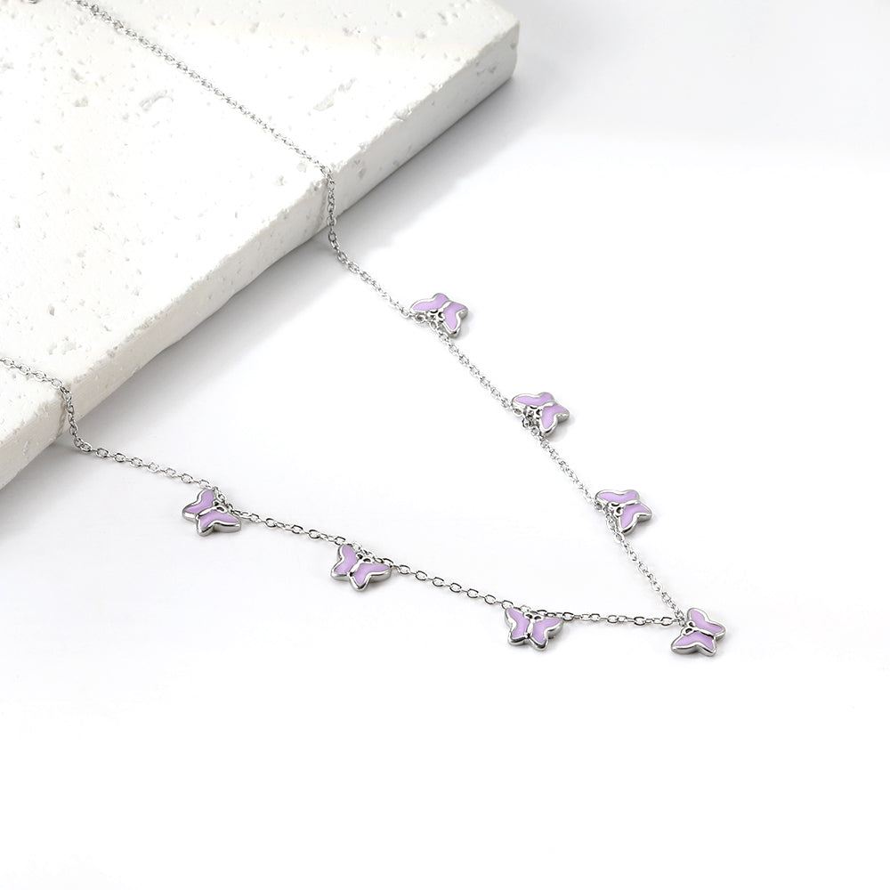 Heart + Butterfly Oil Drop Pendant Necklace asonjewelry