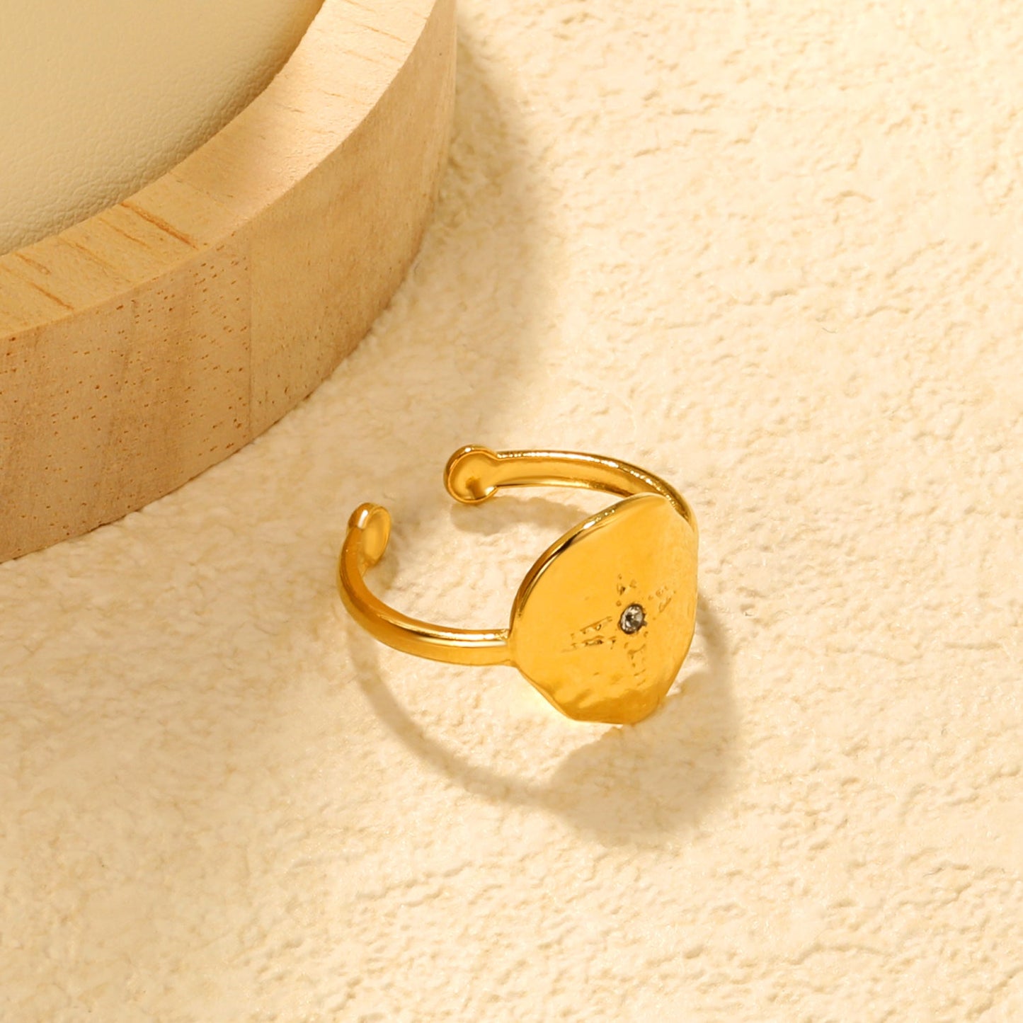 Gold Square CZ Open Ring asonjewelry