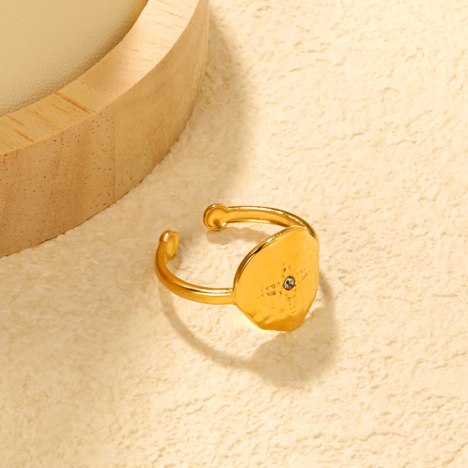 Gold Square CZ Open Ring asonjewelry