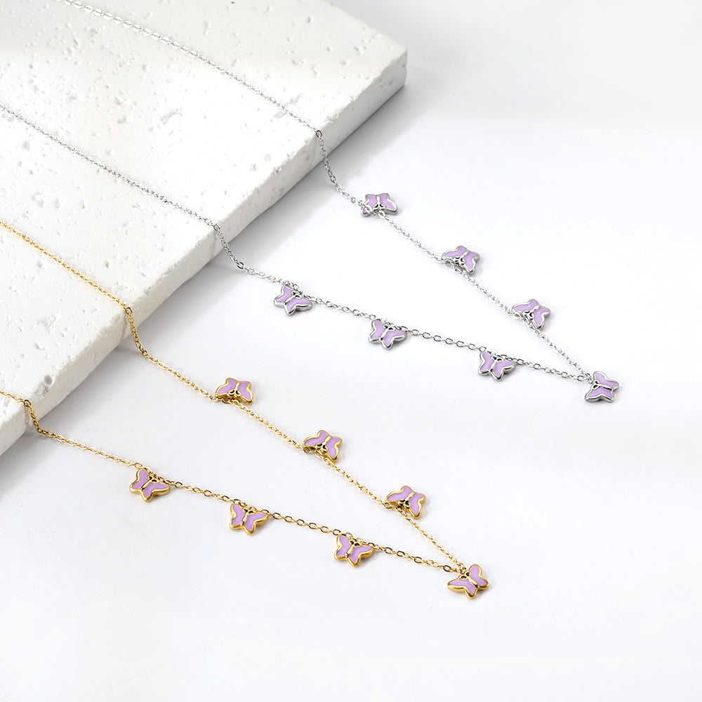 Heart + Butterfly Oil Drop Pendant Necklace asonjewelry