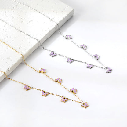 Heart + Butterfly Oil Drop Pendant Necklace asonjewelry