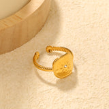 Gold Square CZ Twisted Open Ring