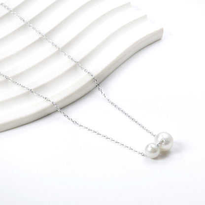2 large and small white pearls 6.4+8mm necklace 44+5cm asonjewelry