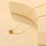 8x9mm U-shaped hollow pendant with diamonds, 0.3mm cross hammer round chain, 40+5cm+6mm round tag necklace, gold
