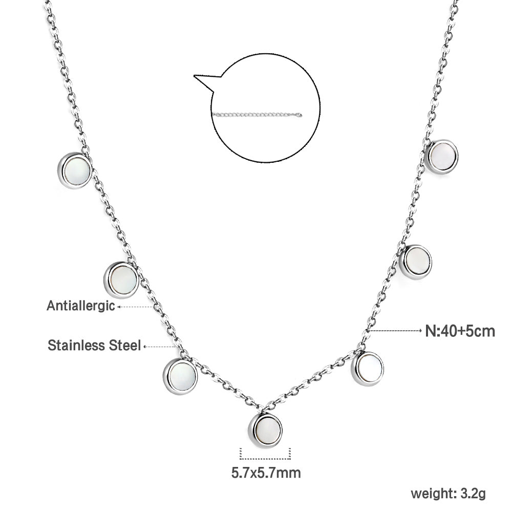 7 White Shell Pendant Necklace 40+5cm asonjewelry