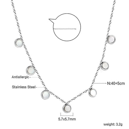 7 White Shell Pendant Necklace 40+5cm asonjewelry