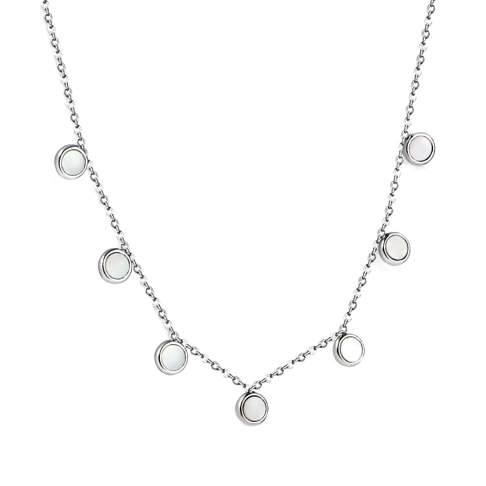 7 White Shell Pendant Necklace 40+5cm asonjewelry