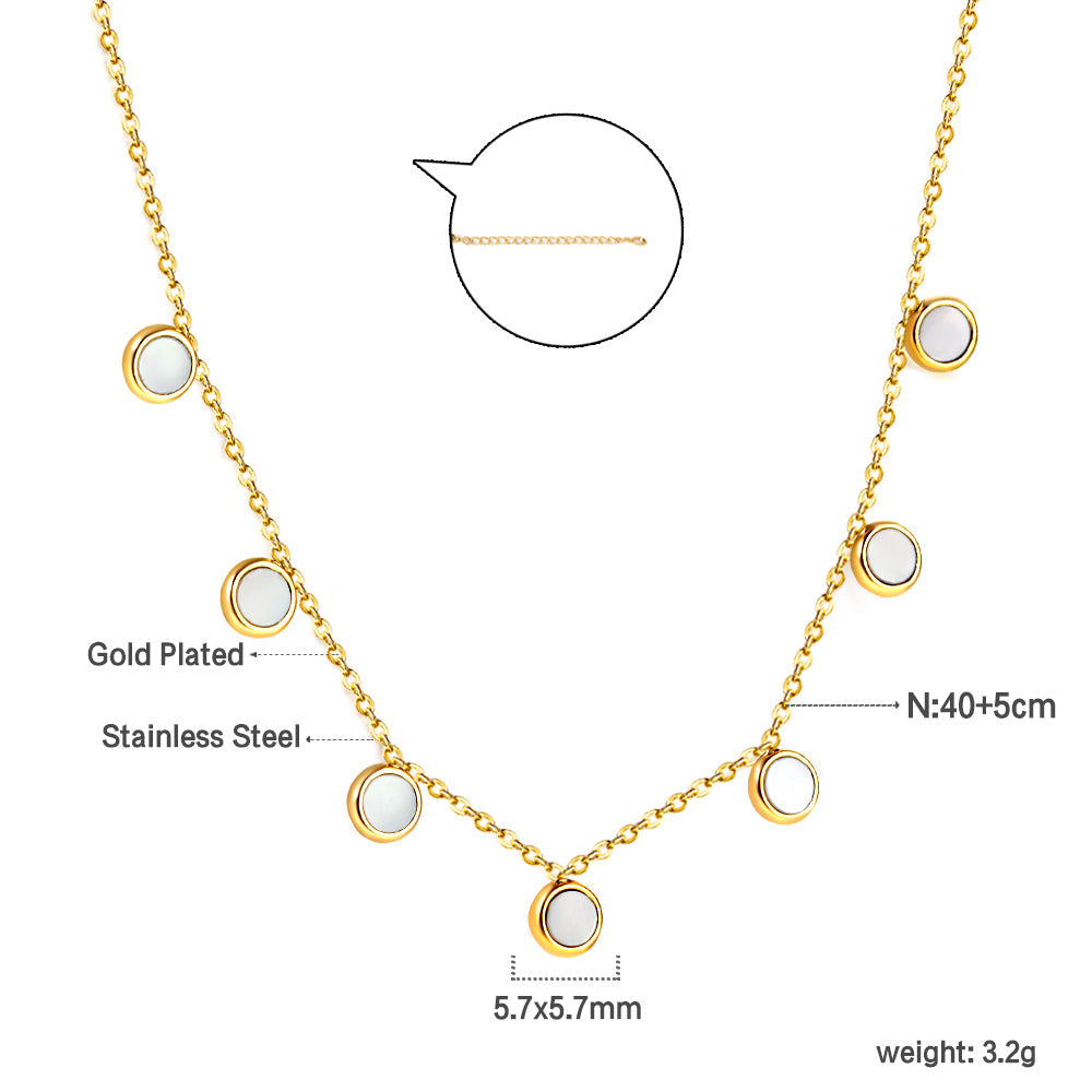 7 White Shell Pendant Necklace 40+5cm asonjewelry