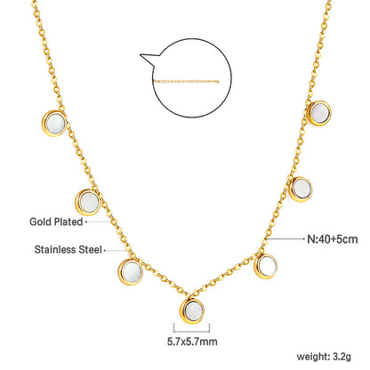 7 White Shell Pendant Necklace 40+5cm asonjewelry