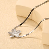 30.2 x 32.2mm large flower pendant with 4mm wide snake bone chain, 45+5cm necklace, steel color/gold color