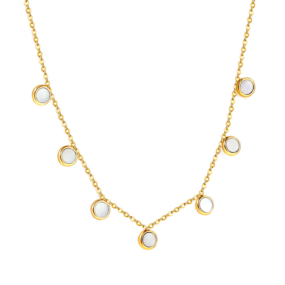 7 White Shell Pendant Necklace 40+5cm asonjewelry