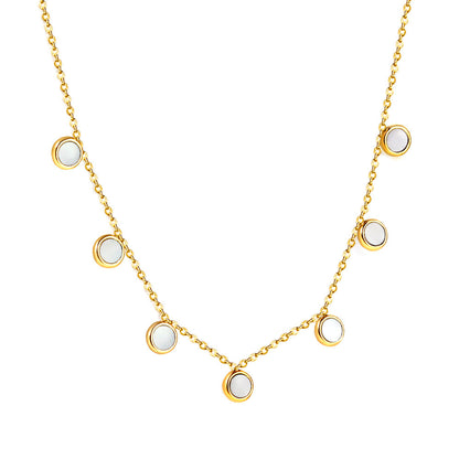 7 White Shell Pendant Necklace 40+5cm asonjewelry