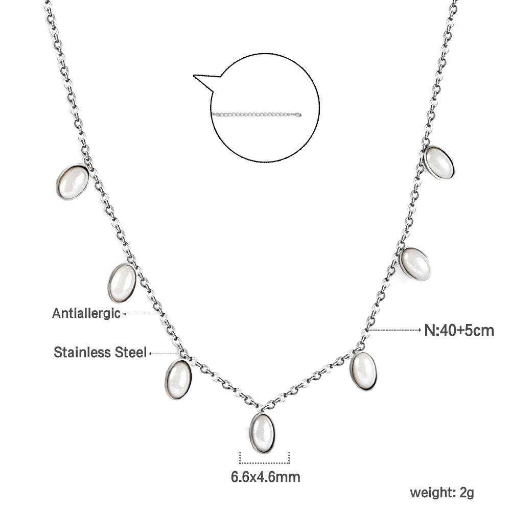 7 White Shell Pendant Necklace 40+5cm asonjewelry