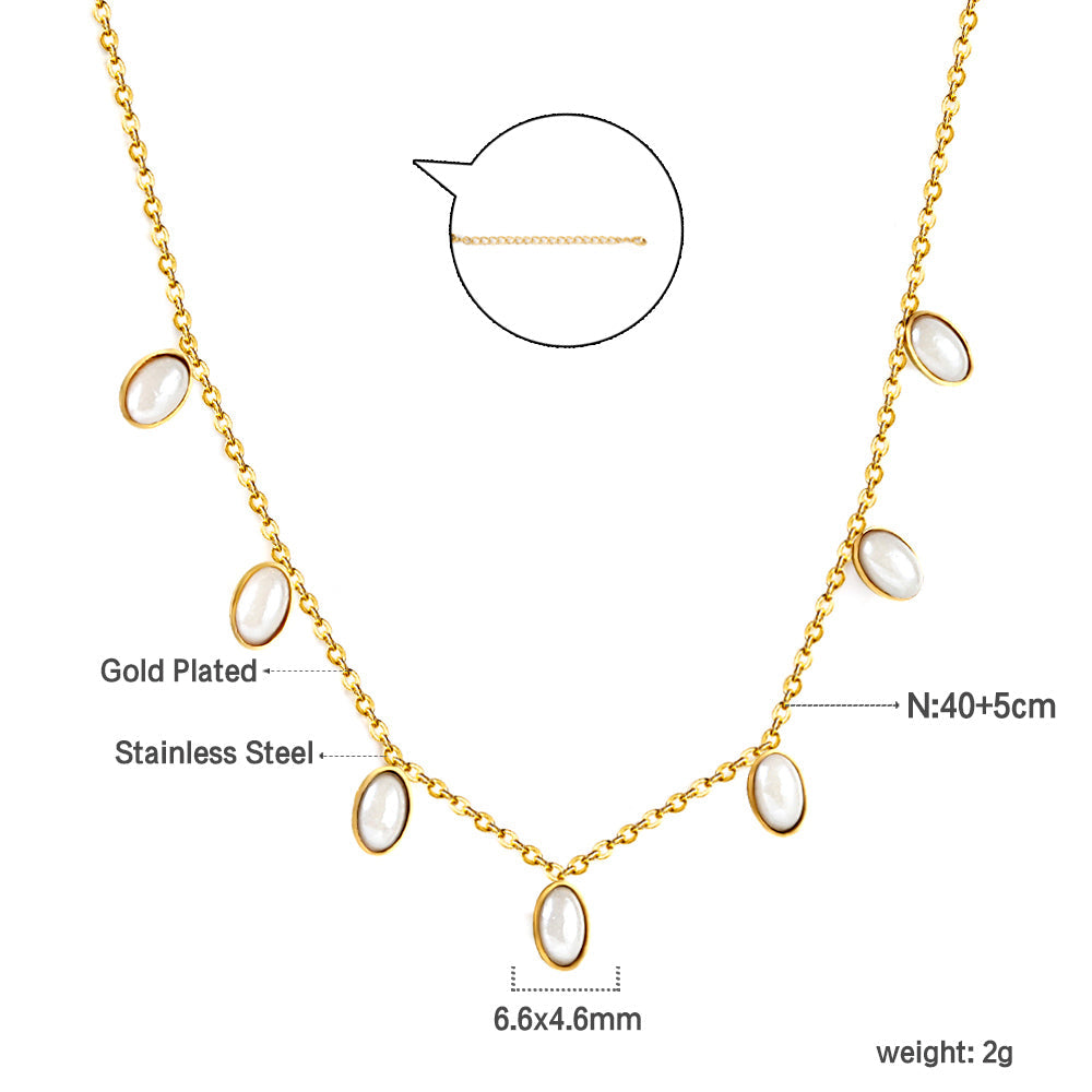 7 White Shell Pendant Necklace 40+5cm asonjewelry