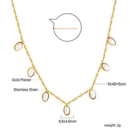 7 White Shell Pendant Necklace 40+5cm asonjewelry