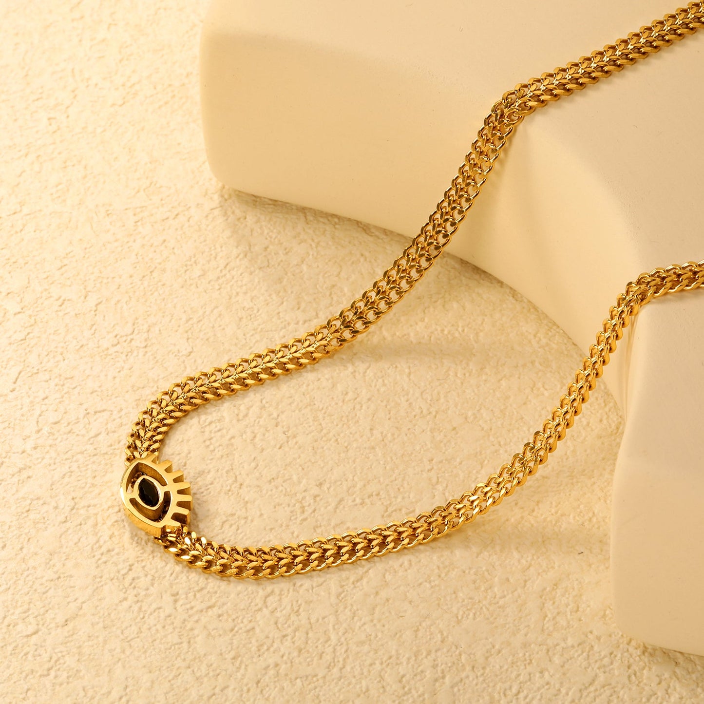 16.6 x 10.8mm eye pendant, width 5.3mm x 40cm + 5cm necklace, gold asonjewelry