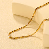 6mm White Diamond Inlaid Pendant, 2.8mm Wide x 46+5cm Necklace, Steel/Gold