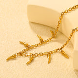 5x16mm Full Gold/Red Chili Pepper Pendant with 1.2mm 0-Link Chain, 40+5cm + 6mm Round Tag Necklace, Gold