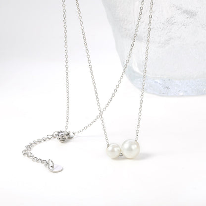 2 large and small white pearls 6.4+8mm necklace 44+5cm asonjewelry